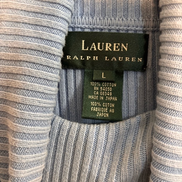 Lauren Ralph Lauren Ribbed Turtleneck Sweater Blue Size L Made in Japan - Picture 5 of 9